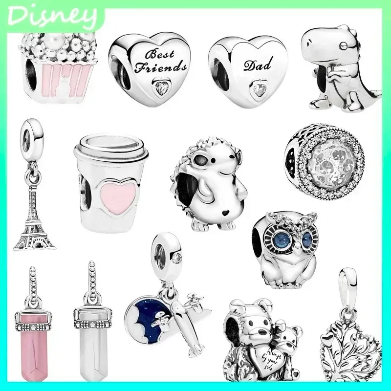 

2025 100% 925 Sterling Silver Adorable Animal & Popcorn Charm DIY Bracelet - High-End Jewelry Gift for Women