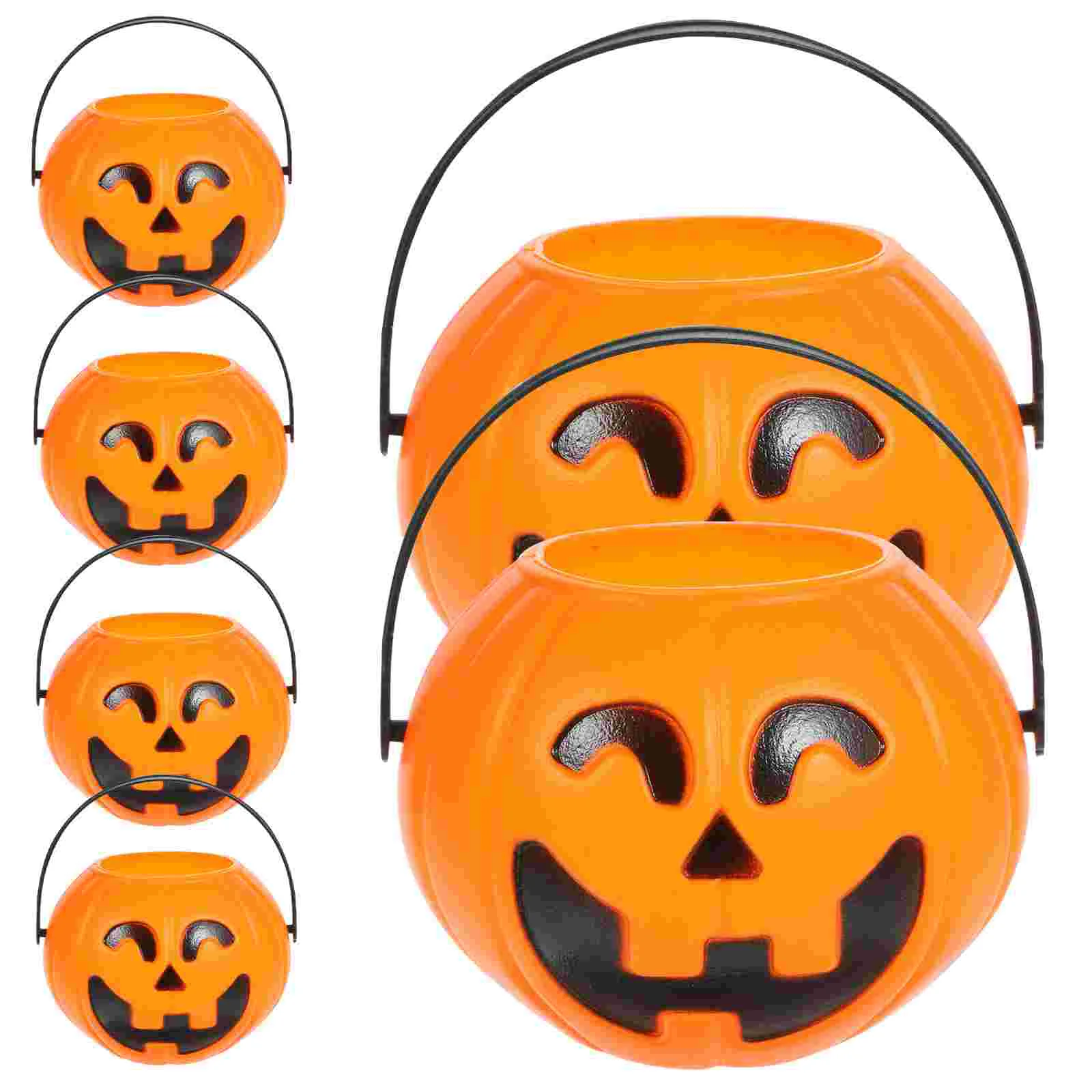 6 Pcs Halloween Props Party Candy Jar Pumpkin Container Orange Bucket Buckets Pails