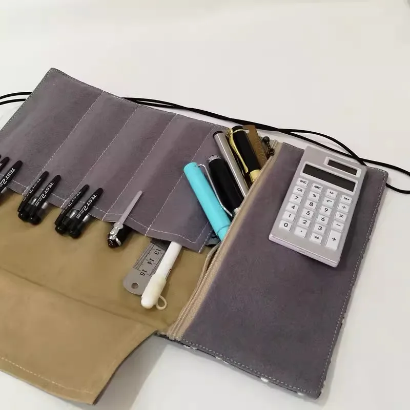 綿製手作りペンケース、ヴィンテージローラーシャッターペンバッグ、ペン収納文具バッグ、学生向け大容量ペンケース