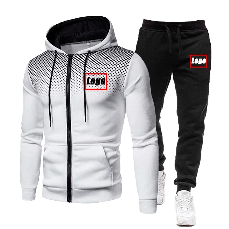 2023 spring autumn custom logo casual tracksuit men's sets hoodies black pants 2 piece suits outfits sportswear DIY you Logo