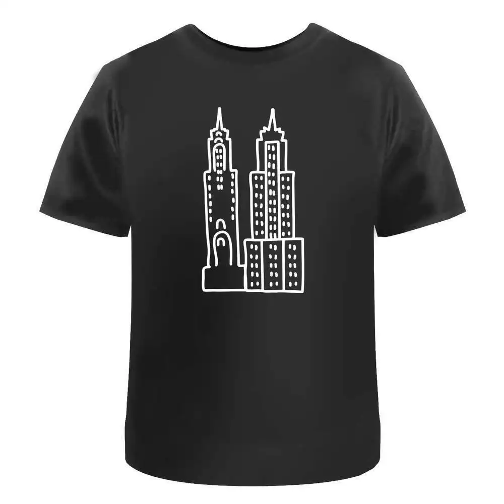 Skyscraper Buildings' Cotton T-Shirts   Anime Graphic T-shirts for Men Clothing Women