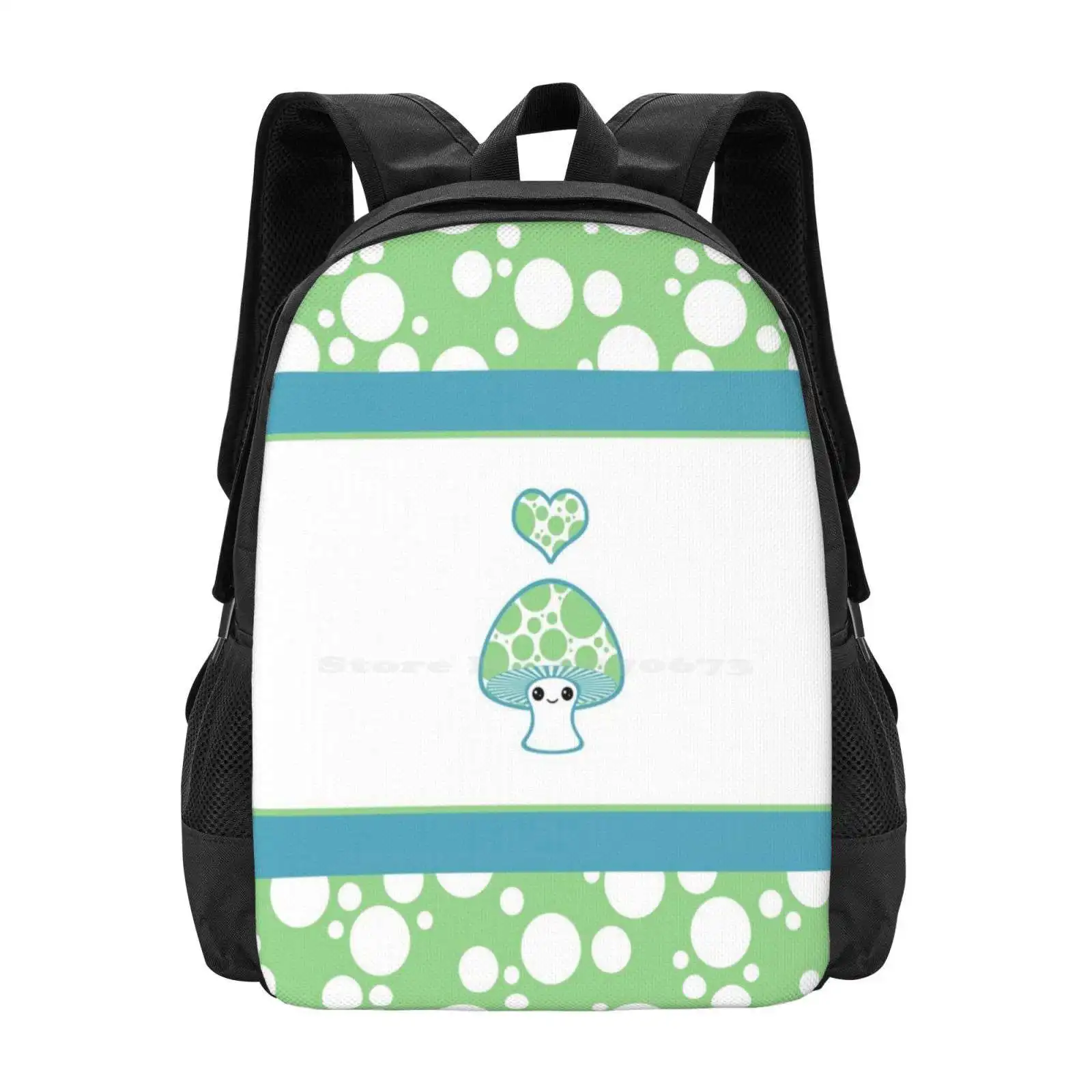 Green Polka Dotted Mushroom New Arrivals Unisex Bags Student Bag Backpack Mushroom Cute Kawaii Sugarhai Nature Children Kids