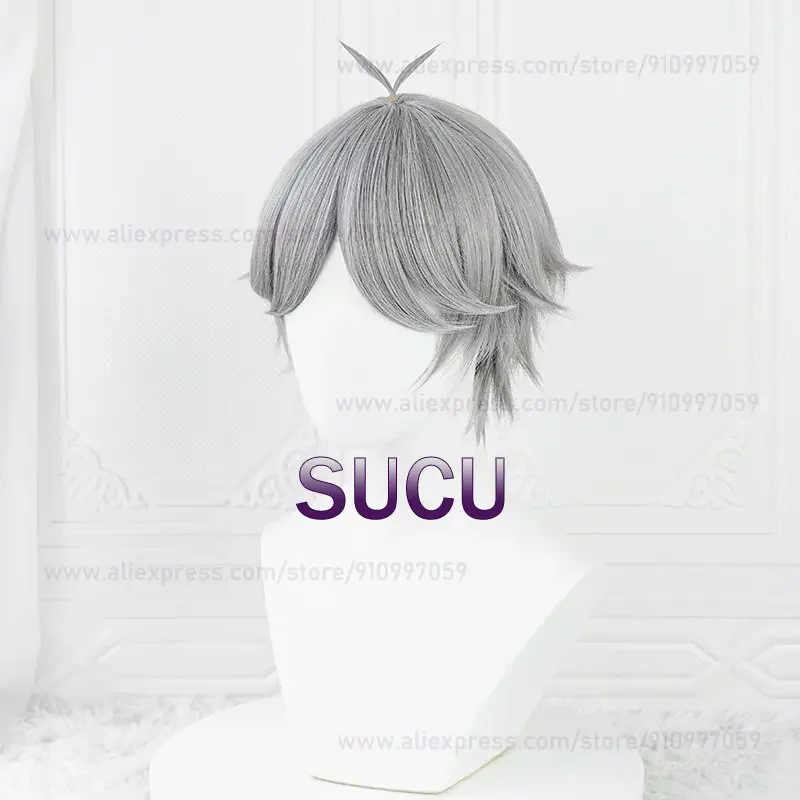 Anime Sugawara Koushi Cosplay Wig 30cm Silver Gray Halloween Party COS Wig Heat Resistant Synthetic Hair