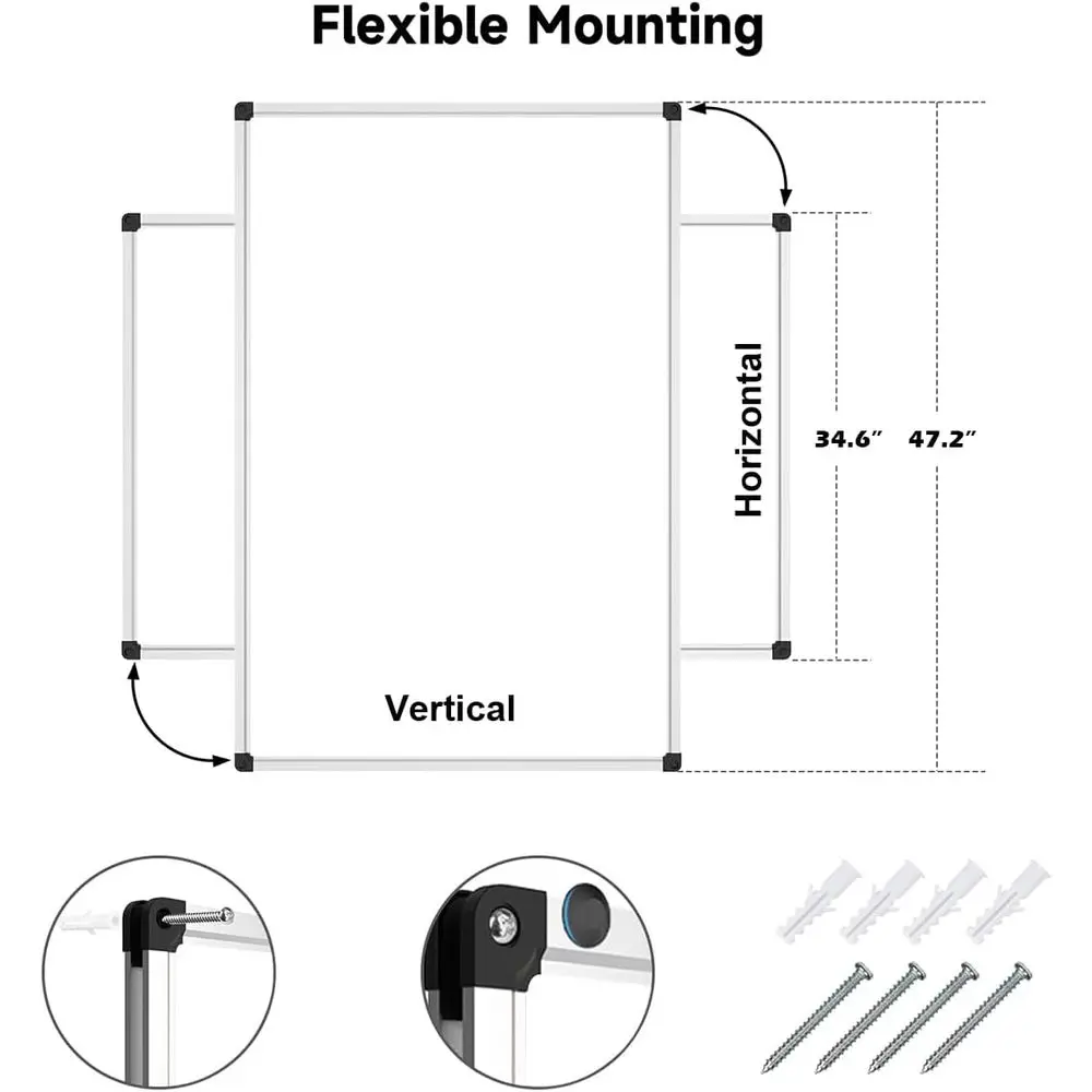 لوح مسح جاف مغناطيسي مقاس 48 × 36 مع حامل قلم تحديد قابل للإزالة #5