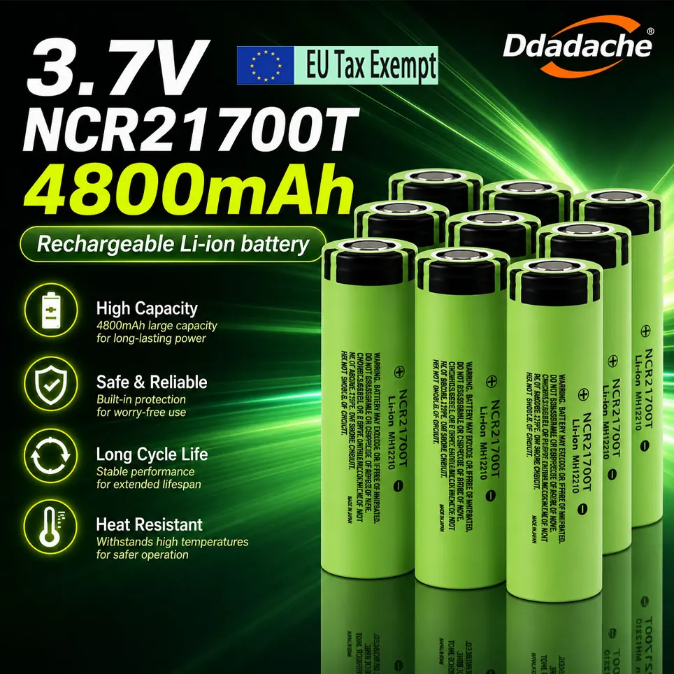 Versand aus Polen: NCR21700T 48T 21700 Hochstrom-Lithium-Ionen-Akku, 4800mAh, 3,7V, 30A Dauerentladung, 40A Spitzenstrom, PK 30T, geeignet für E-Bikes, RC, Taschenlampen, Elektrowerkzeuge,