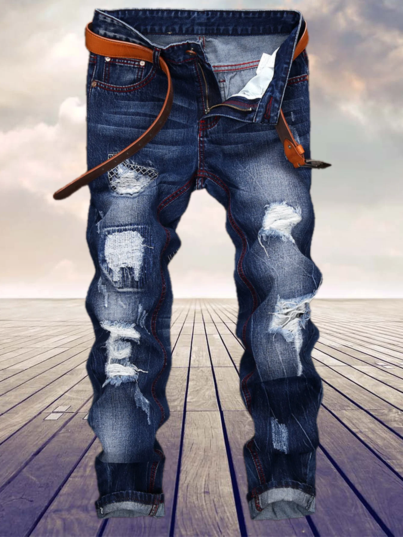 Tendenza giovanile americana per realizzare jeans dritti da uomo vecchio
