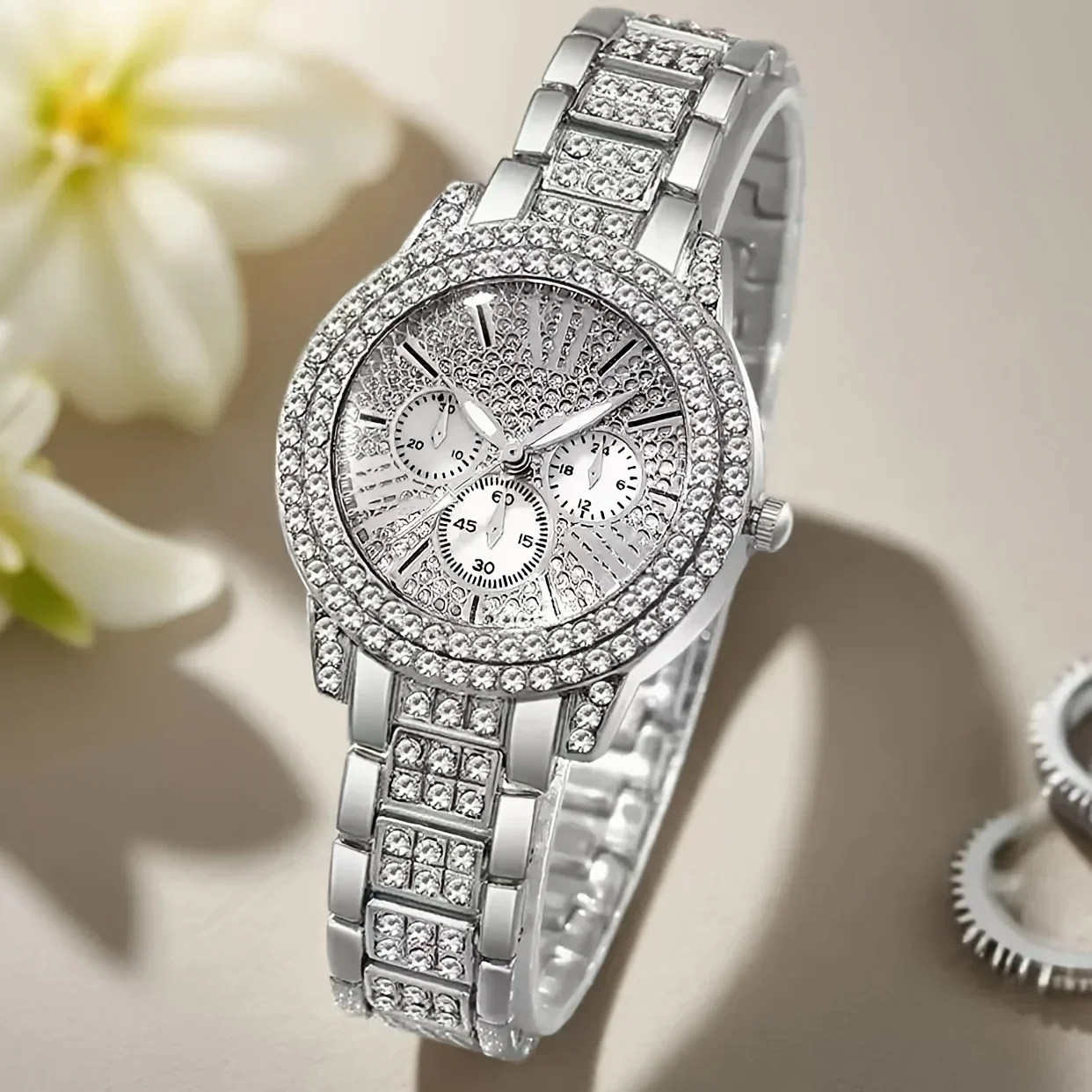 1/3 Pieces Luxury Rhinestone Women Watches Elegant Roma Dial Ladies Watch to Quartz Reloj Mujer Girls Watch Gift (Without Box)