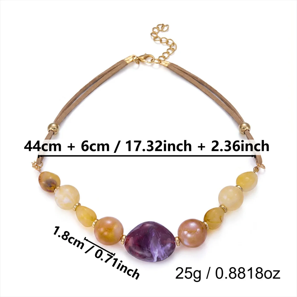 Ins Vintage Mehrfarbige Unregelmäßige Acrylperlen-Halskette für Damen und Herren, Handgefertigte Samtkette, Harzperlen-Choker, Ästhetischer Schmuck – Detail 35
