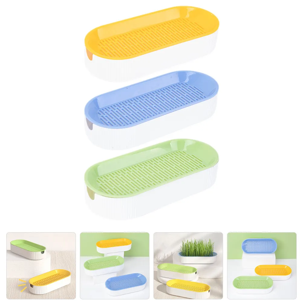 

Набор из 3 креативных гидропонных контейнеров для кошачьей травы: домашний безземельный горшок для растений с легким контролем уровня воды