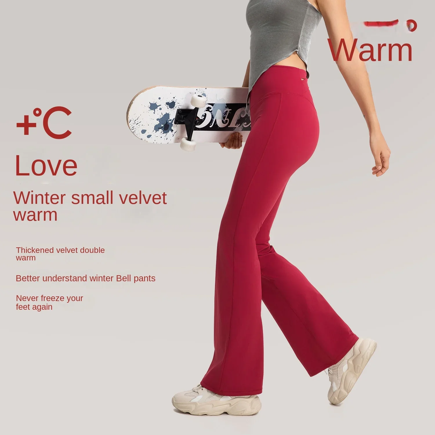 

High Waist Pants for Women, Hip Lift, Warmth, Abdominal Contraction, Plush Micro Rage, Running and Fitness Pants, Autumn