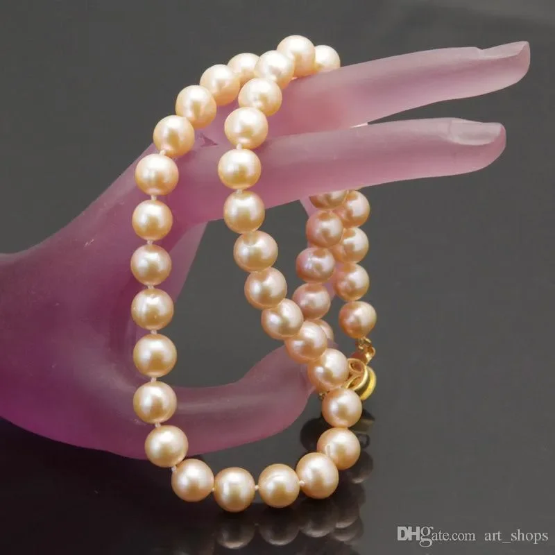 s271 Mother's 9-10mm pink fresh water cultured pearl nelace