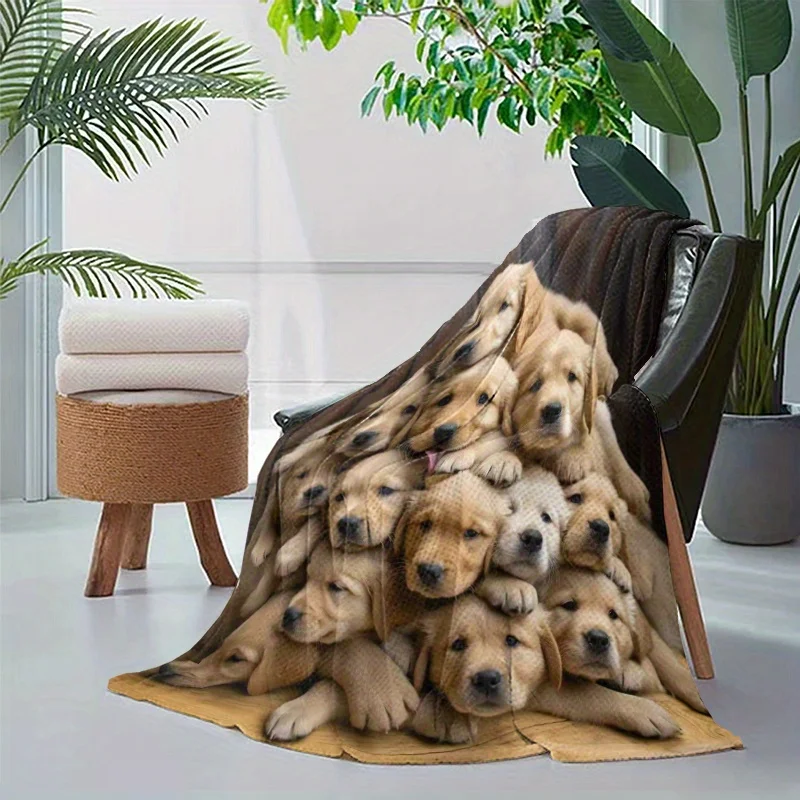 1pc of Digital HD Printed Fleece Blanket Featuring a Labrador Dog Theme, Suitable As a Small Throw Or Blanket for All Seasons, P