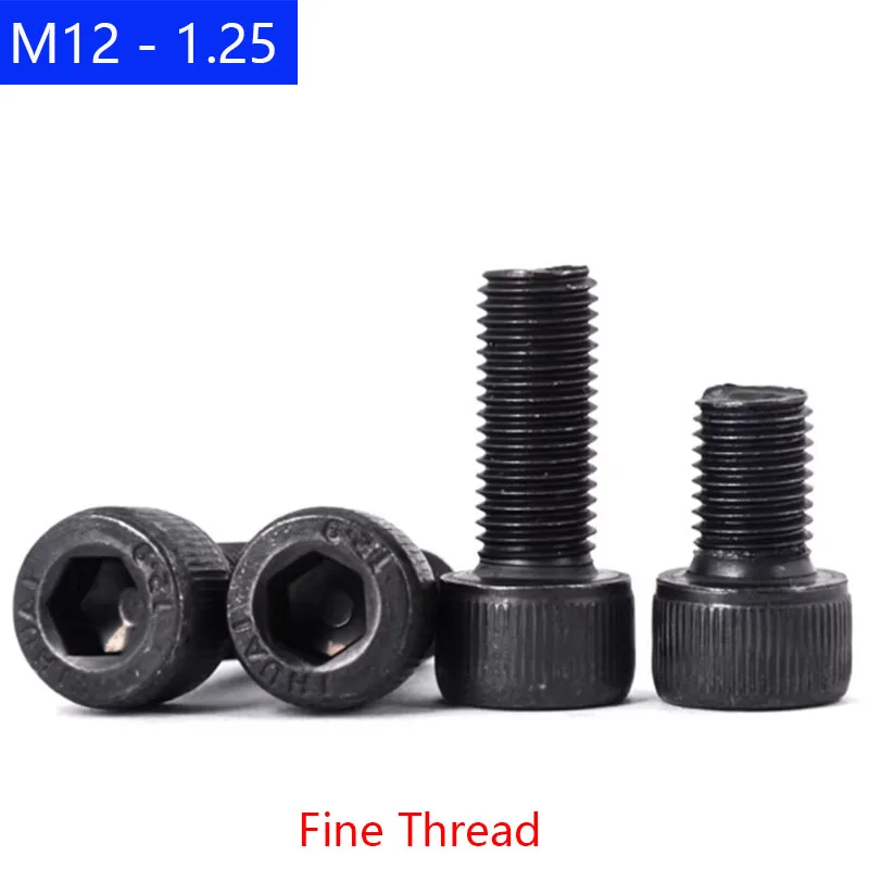 M12 - 1.25 ( 12mm ) FINE Thread Socket Head Caps Screws 12.9 Alloy Steel Black Oxide DIN 912 ISO 4762