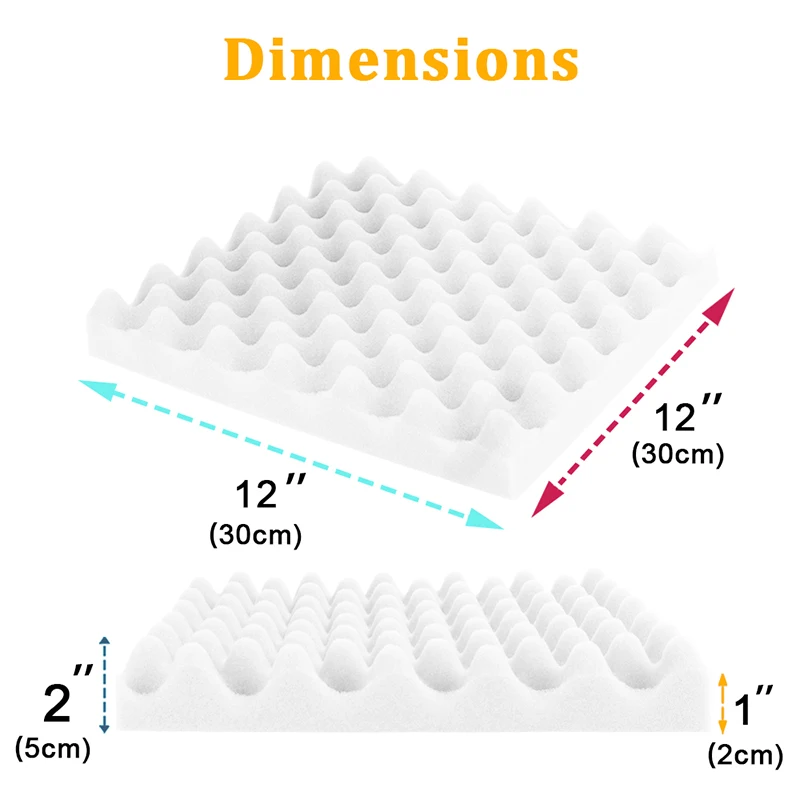 Painéis De Espuma De Parede De Prova De Som Branco, Absorção De Som, Tratamento Acústico, Caixa De Ovo, Teto, Estúdio Em Casa, 6, 12, 24 Pcs