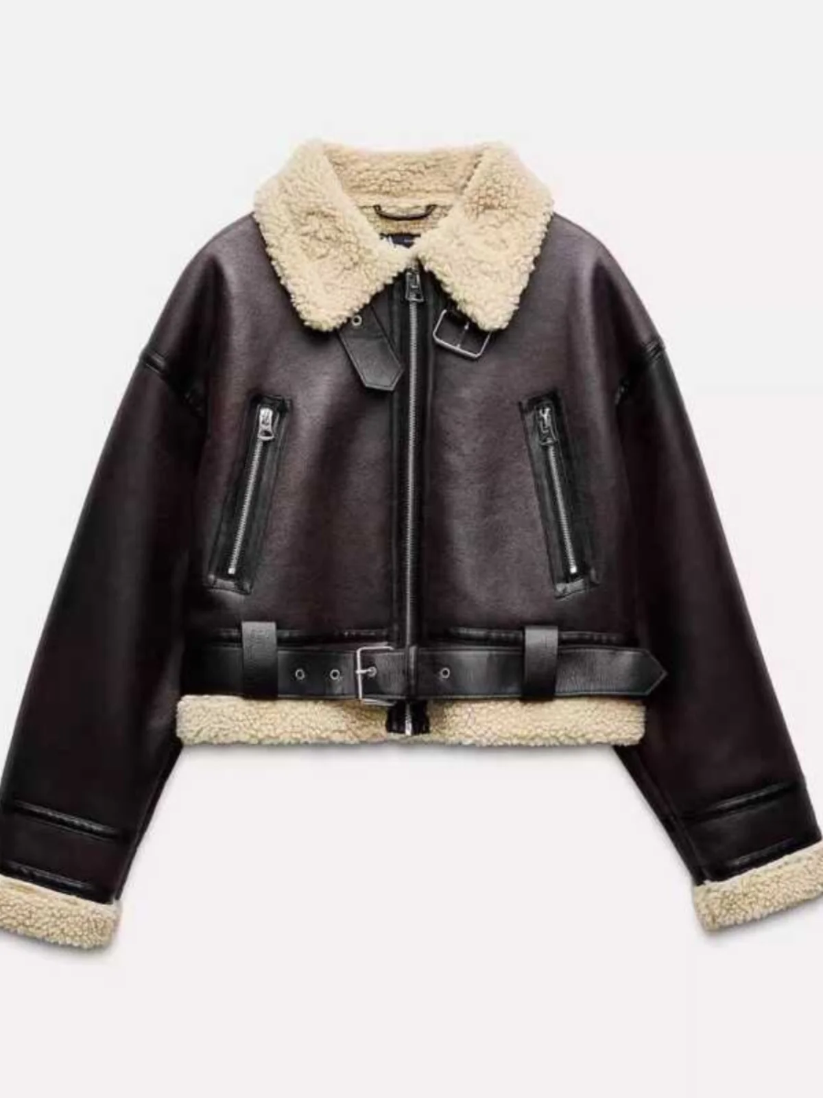 Jaet ort col Double face fourrure d'agneau vêtements d'extérieur pour femmes nouveau automne hiver Faion trajet Sle coupe ample fermeture à glissière