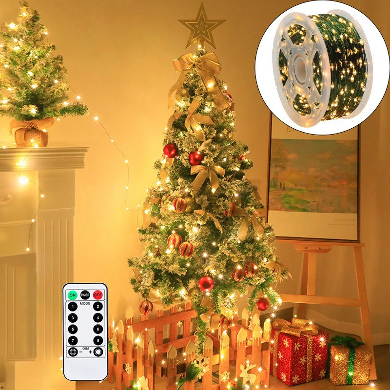Christmas Tree Led String Lights Remote Control Copper Wire Color Lamp Christmas For Festoon Party Home Decoration StringLights
