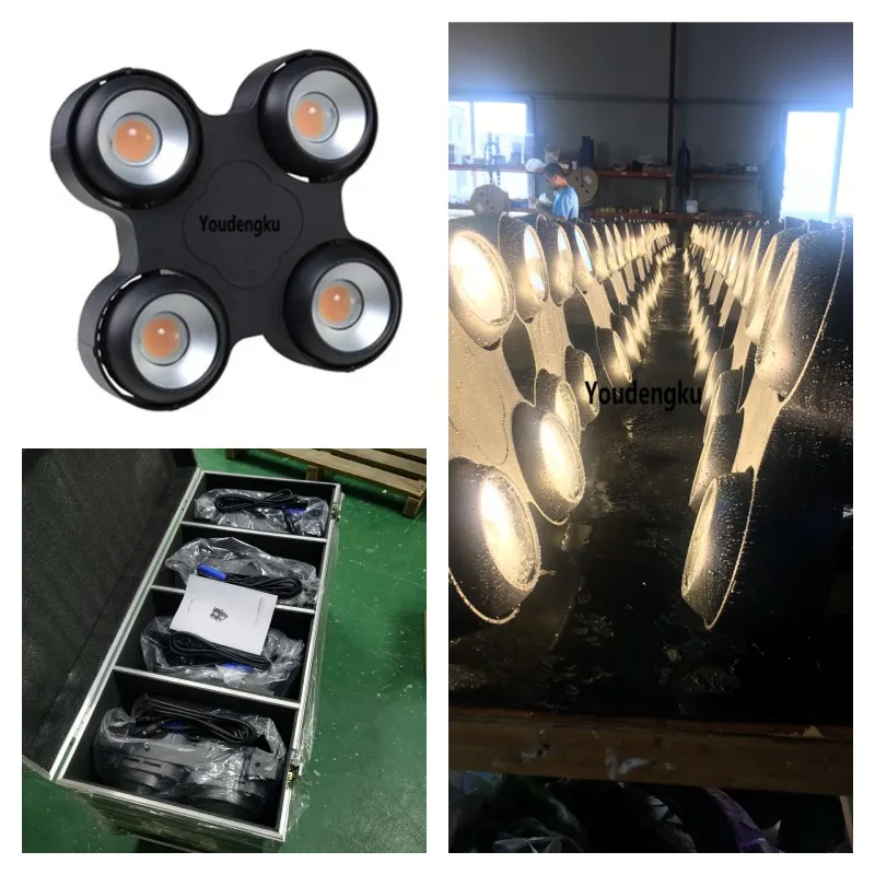 

4pcs with case 4 eyes ip65 led blinder light 4x100w 2in1 WW CW Outdoor Waterproof Cob Audience Blinder beam wedding party lights