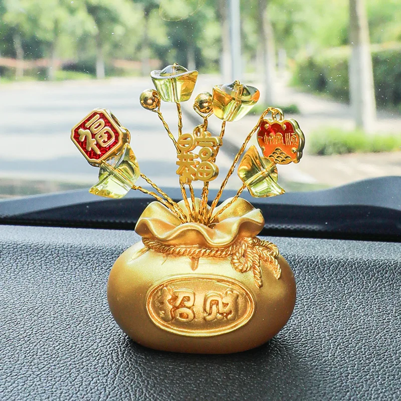 

1pcs Lucky Bag Piggy Bank Chinese Lucky Coin Bank Feng Shui Money Bag Piggy Bank Tabletop Money Bag Figurines Resin Car Decor