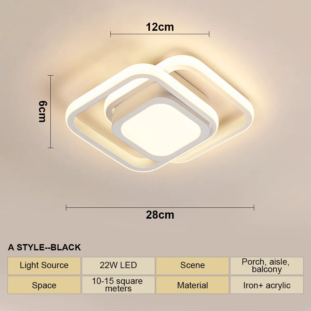 LED-plafondlamp moderne stijl geometrische vorm gangpad gang licht wandlamp keuken / slaapkamer verlichting 110V wit / warm licht