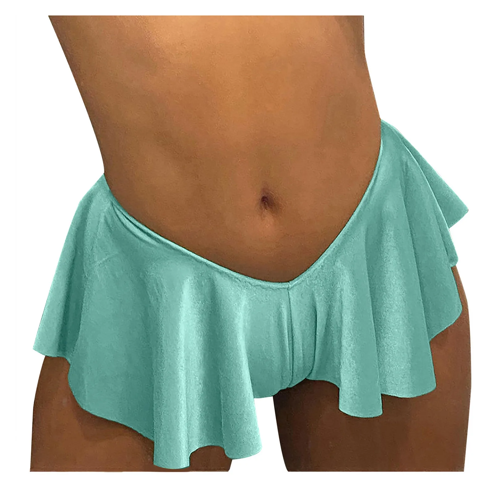 Ruffled Mini Skirt Women Sexy Low Waist Short Skirts Flared Party Wear Hem Flowy Bottom Clubwear Skirt Casual Cute Trendy T1