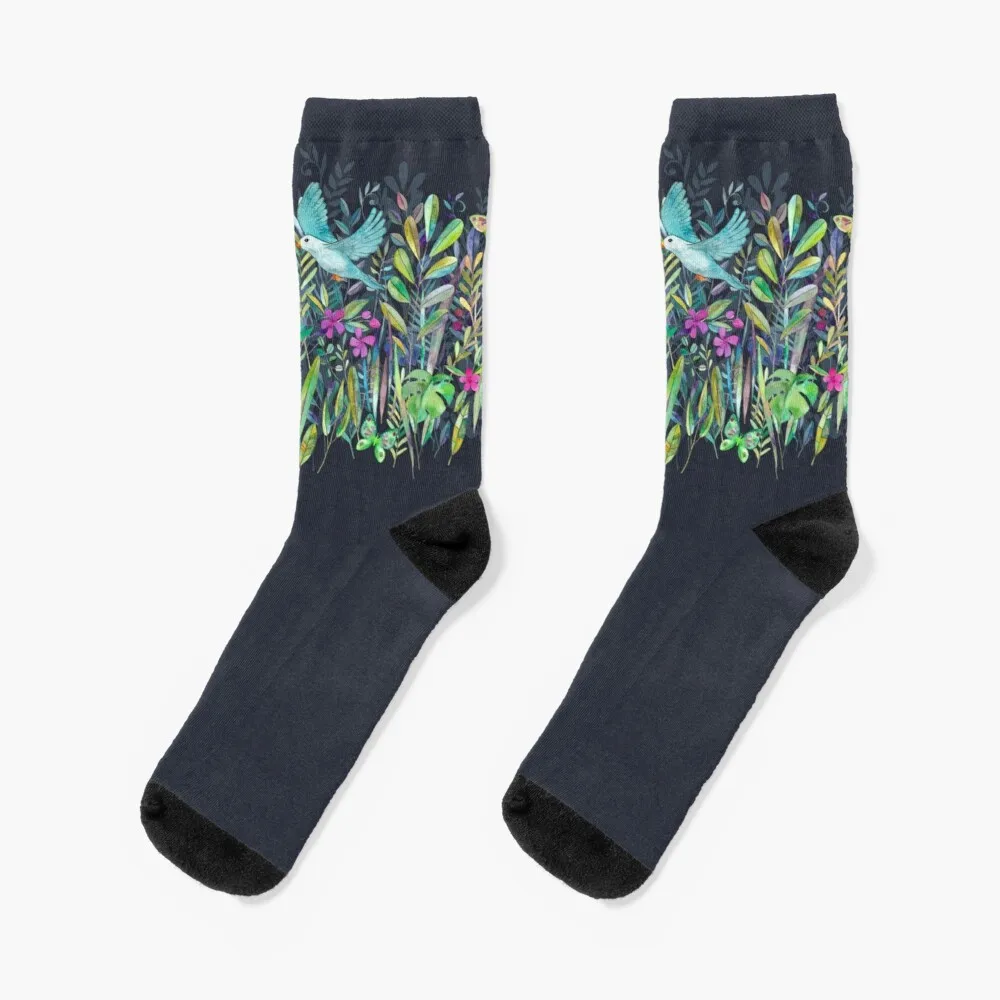 Little Garden Birds in Watercolor Socks Women'S Funny Socks