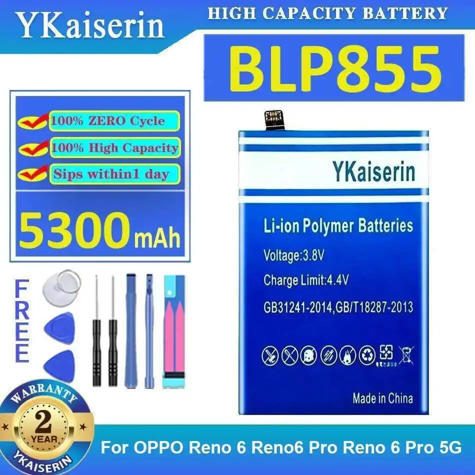 

For Oppo Reno 6 Reno6 Pro Reno 6 Pro 5G Reliable Power 5300mAh Mobile Phone Battery BLP855