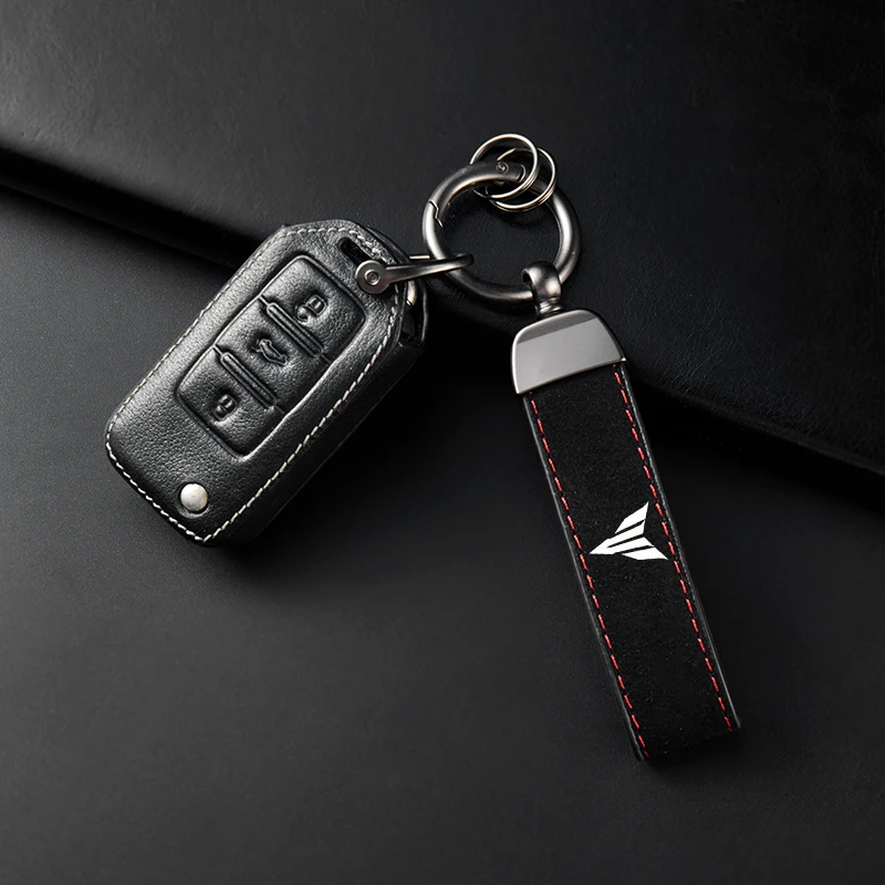 For YAMAHA MT09 MT07 MT10 MT03 MT 09 07 03 10 MT-09 MT-07 MT-10 Accessories High-Grade Leather Suede Keychain Motorcycle Keyring