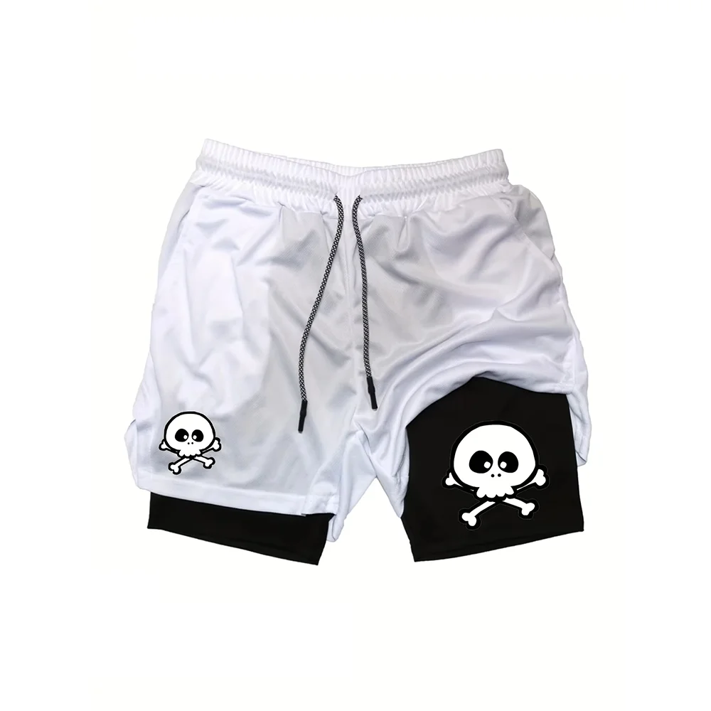 Men's Printed 2-in-1 Running Shorts, Quick-Dry & Breathable for Gym Workouts, Outdoor Casual Activewear RL10069