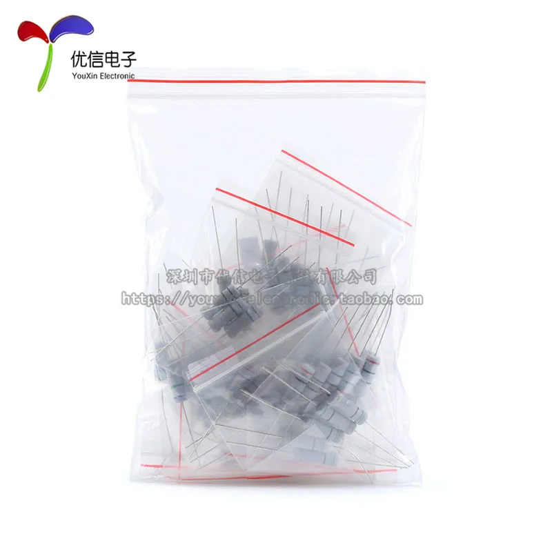 Component package 3W carbon film resistor package 27 ohms-750 ohms, commonly used resistors, a total of 15 kinds, 5 of each