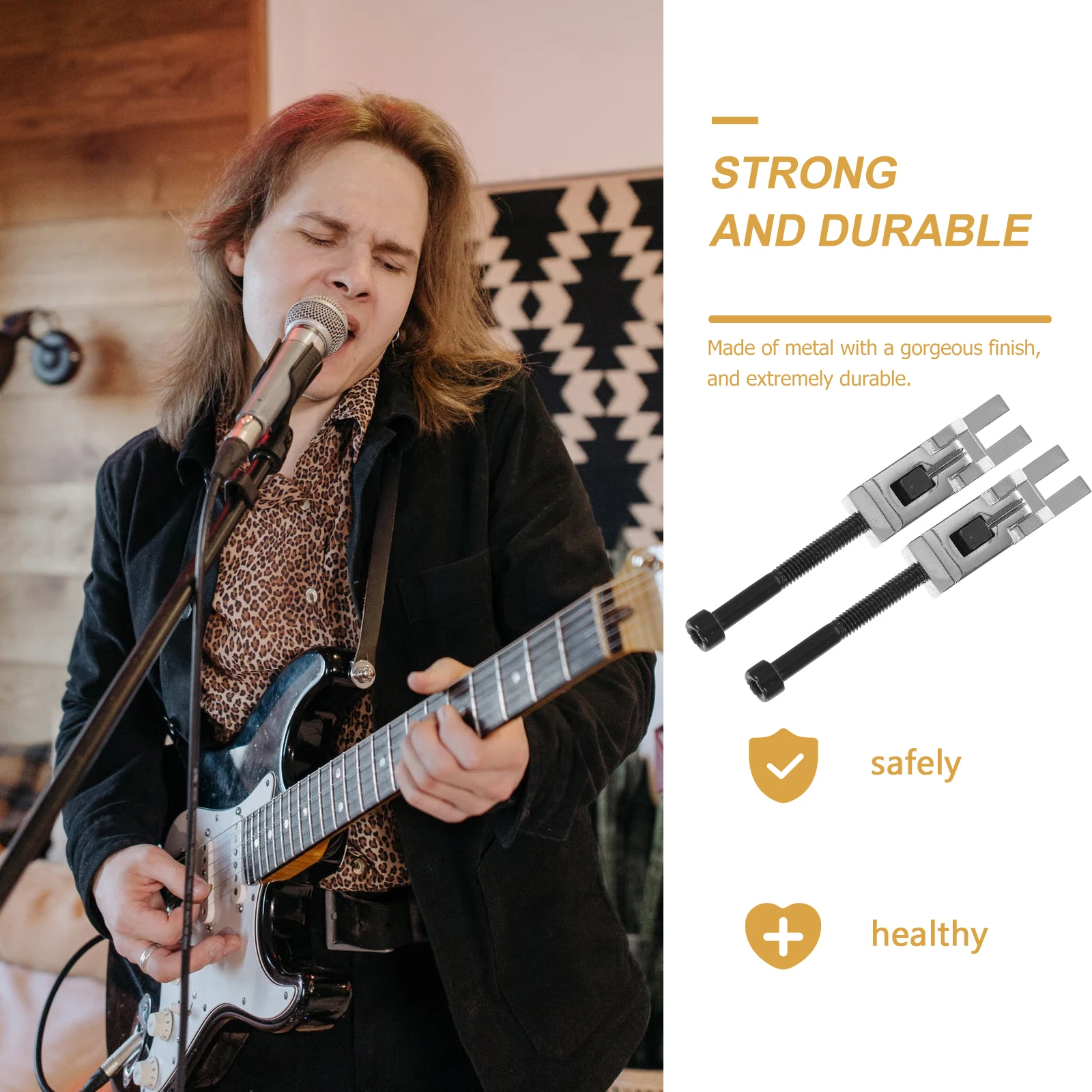 

6 PCS/ Double-shake Silver Saddle Guitar Bridge Parts Tremolo Stabilizing Device Locking Saddles Electric Stabilizer