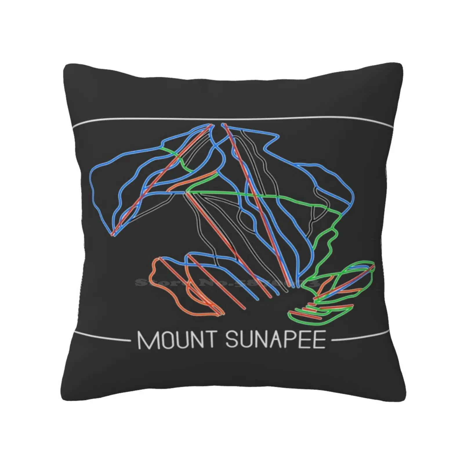 Mount Sunapee Trail Rating Map Throw Cushion Pillow Cover New Hampshire Nh Ski Resort Trail Map Trail Winter Ski Area Green