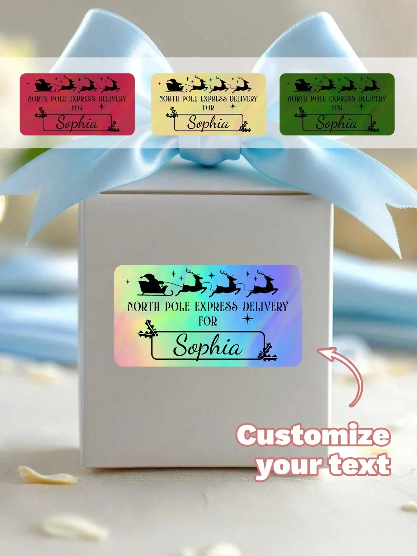 تخصيص ملصقات الليزر سانتا كلوز اسم شخصي هدية عيد الميلاد ديكور