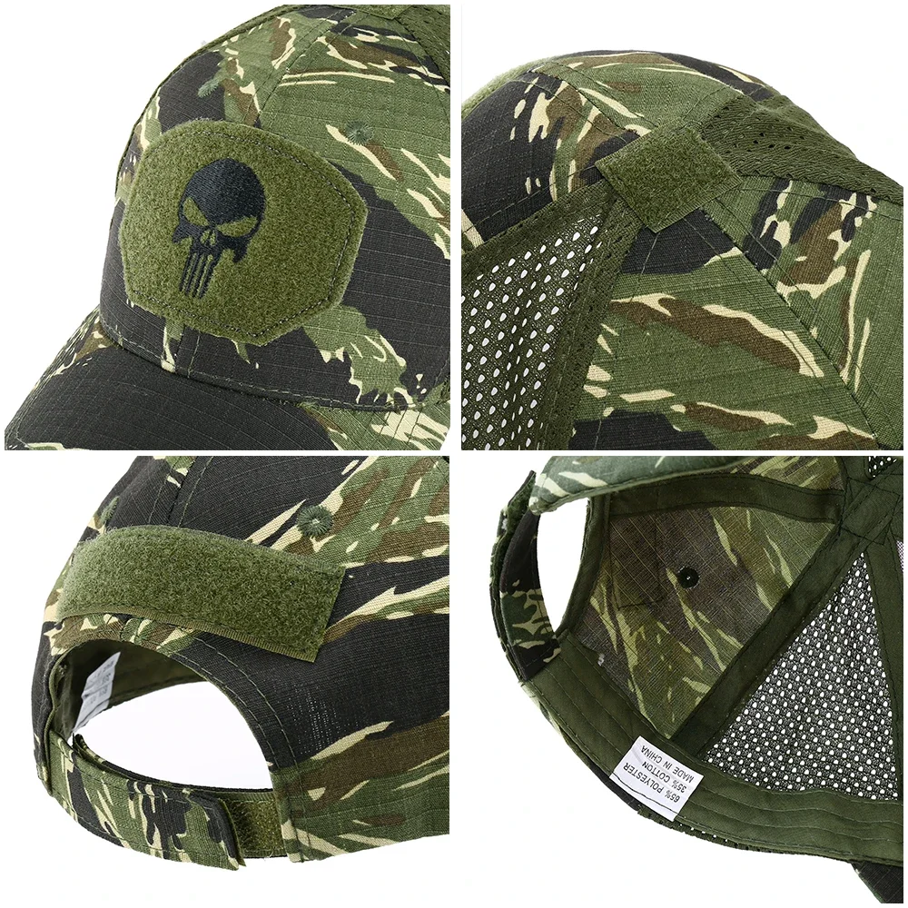 Summer Baseball Cap Sun Protection Men Sports Outdoor Hiking Hip Hop Airsoft Tactical Skull Camouflage Adjustable Snapback Hats