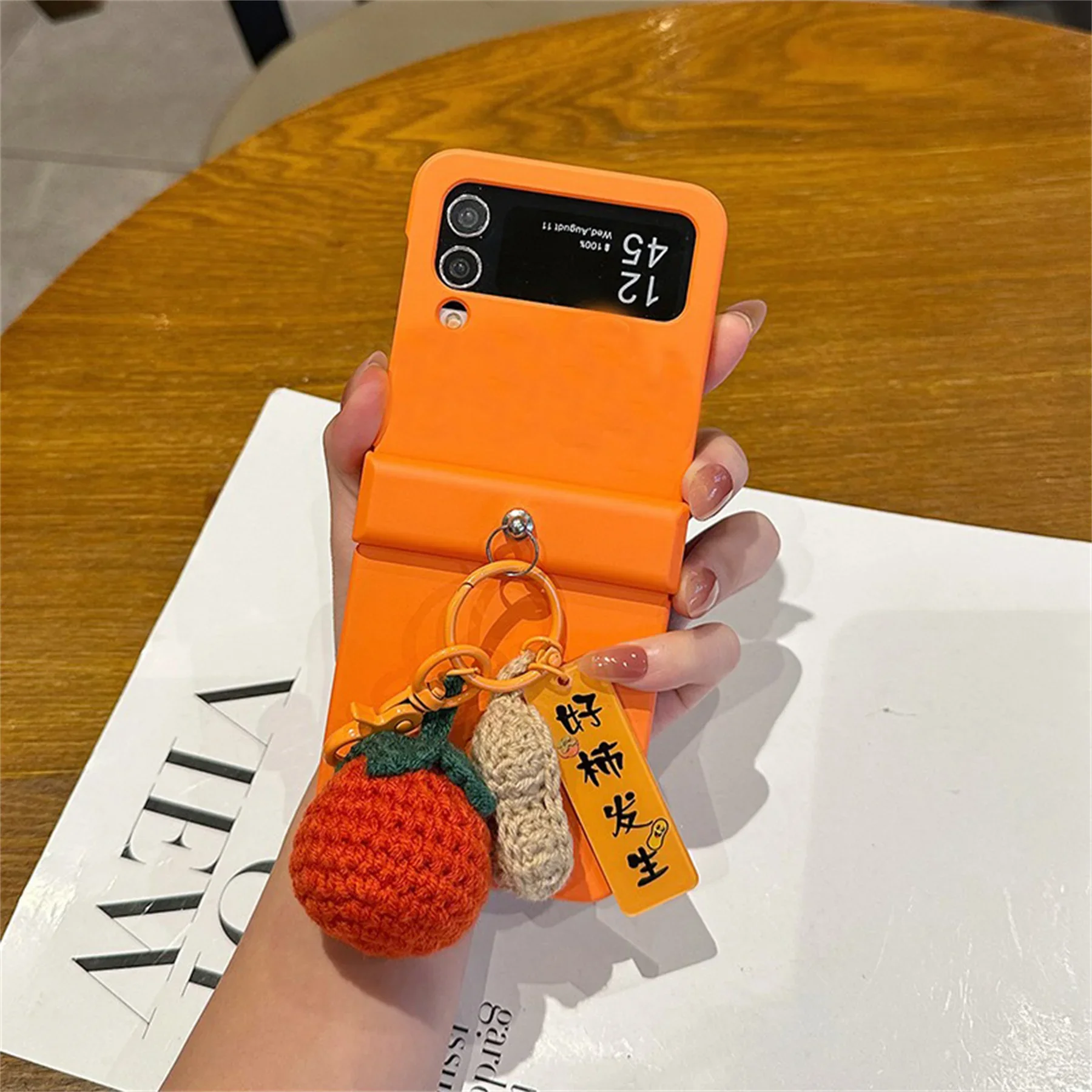 Корейский простой милый вязаный чехол с подвеской в виде арахиса для случайных вещей для Samsung Galaxy Z Flip5 3 4 дюйма задняя крышка