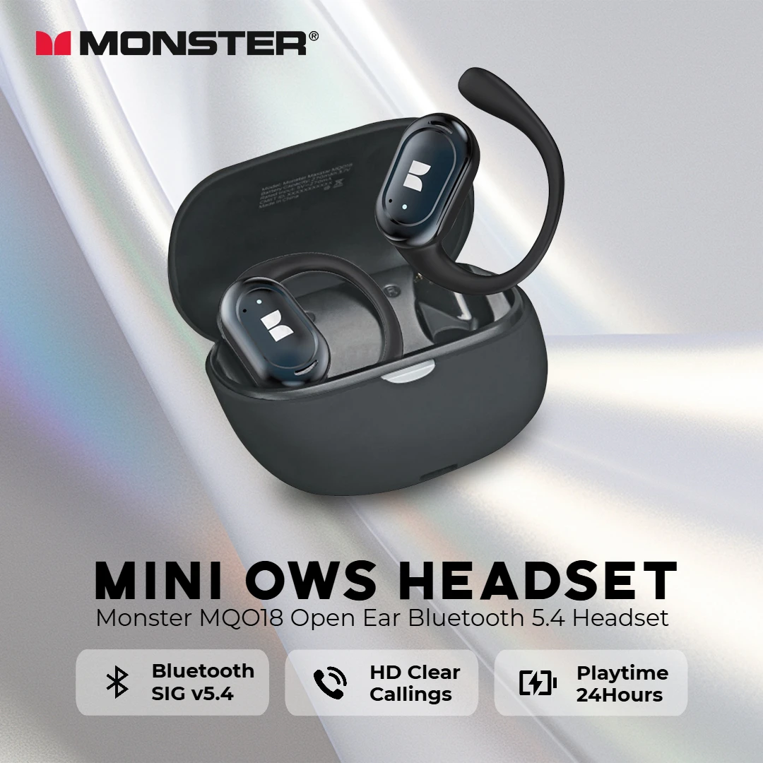 Monster MQO18 OWS Bluetooth 5.4 Headphone Ture Wireless Earphones Hifi Stereo Headset with Mic Bluetooth TWS Earbuds