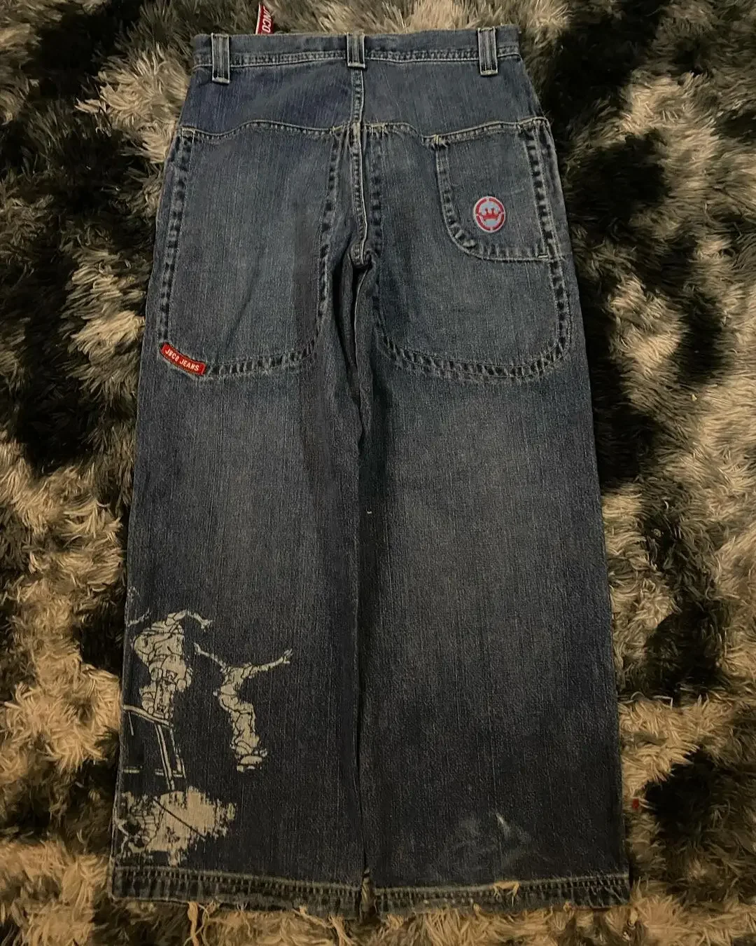 Jnco-男性と女性のためのワイドレッグジーンズ,レトロなストリートウェア,ハイウエスト,ヒップホップスタイル,ルーズフィット,ワイドレッグ