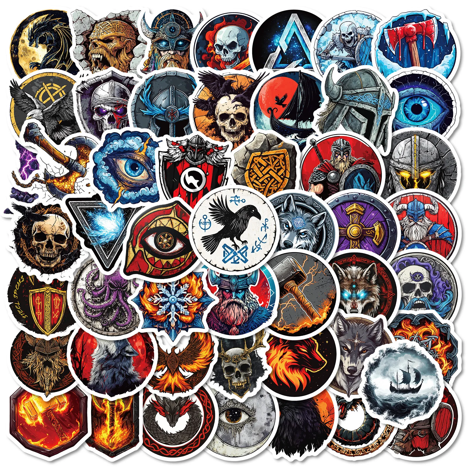 

10/30/50PCS Cartoon Viking Age Series Crow Horns Graffiti Sticker DIY Decoration Waterproof Skateboard Notebook Graffiti Toy