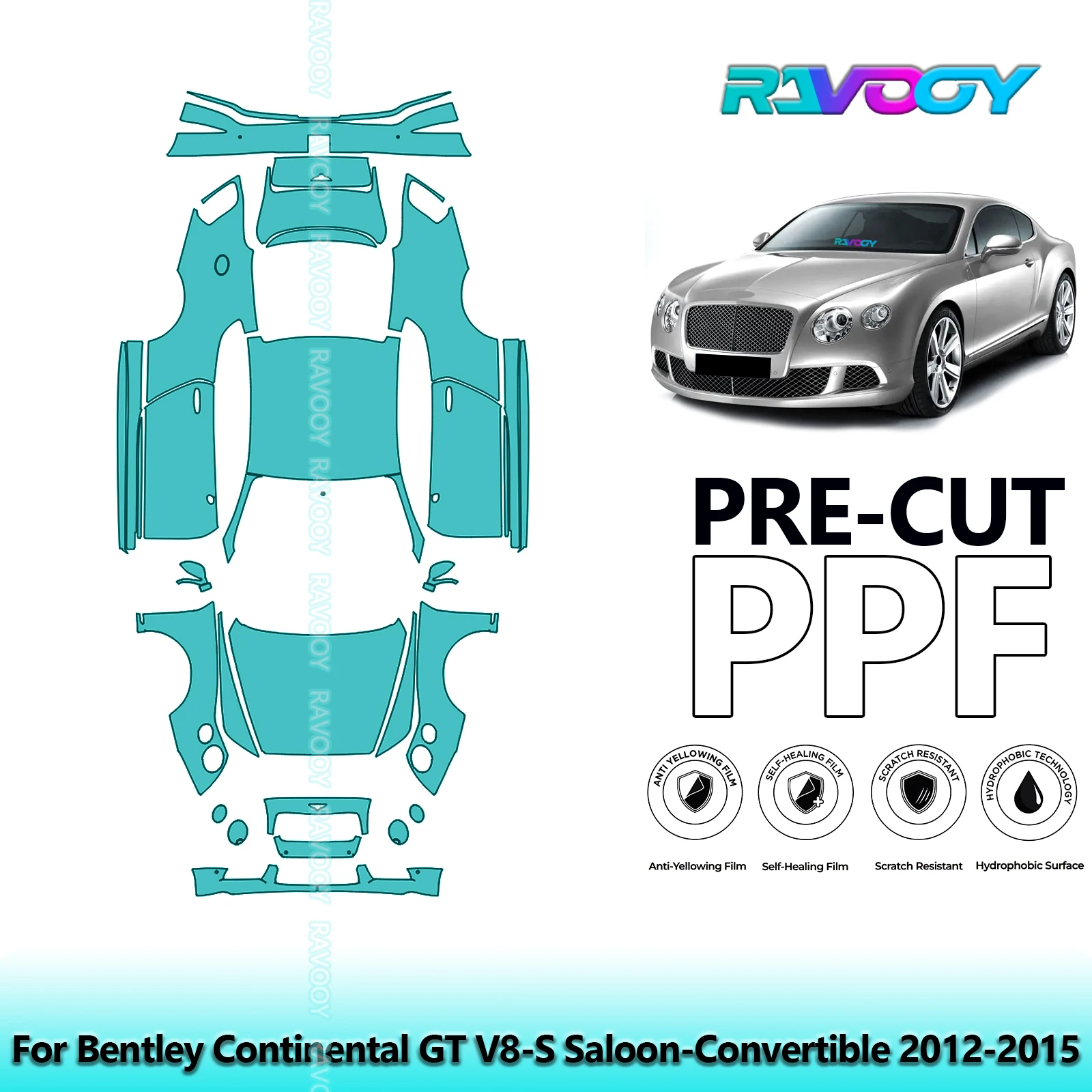 

Полный автомобильный прозрачный бюстгальтер, предварительно вырезанная защитная пленка для краски PPF для Bentley Continental GT V8-S Saloon-Convertible 2012-2015