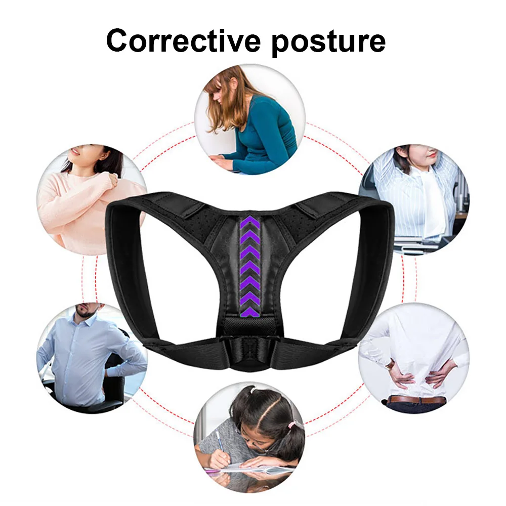 Posture Corrector Unisex Adjustable For Clavicle Support Providing Pain Relief Neck Back Shoulder Reshape Your Body 1PC Purple