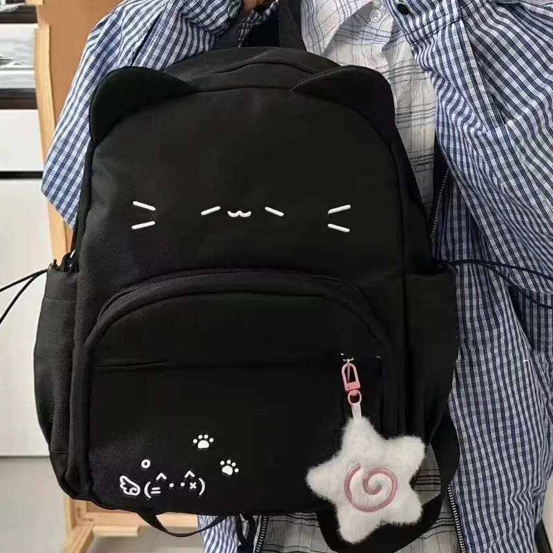 Mochilas Fofas de Gato Preto para Crianças, Mochilas de Desenho Animado para Meninos, Mochilas Escolares para Meninas, Bolsas de Designer, Mochilas Femininas