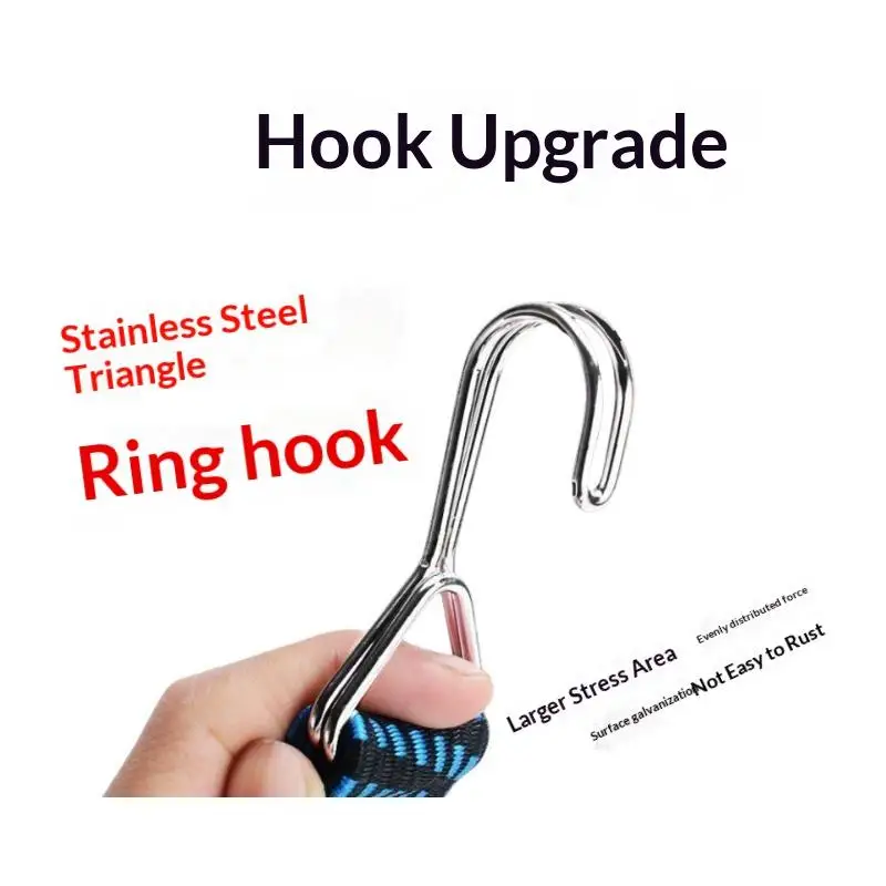 Elastic Lashing Strap Adjustable Easy Operate Buckle Multi-Purpose Binding Belt for Luggage Motorcycle Bike Moving Camping Use