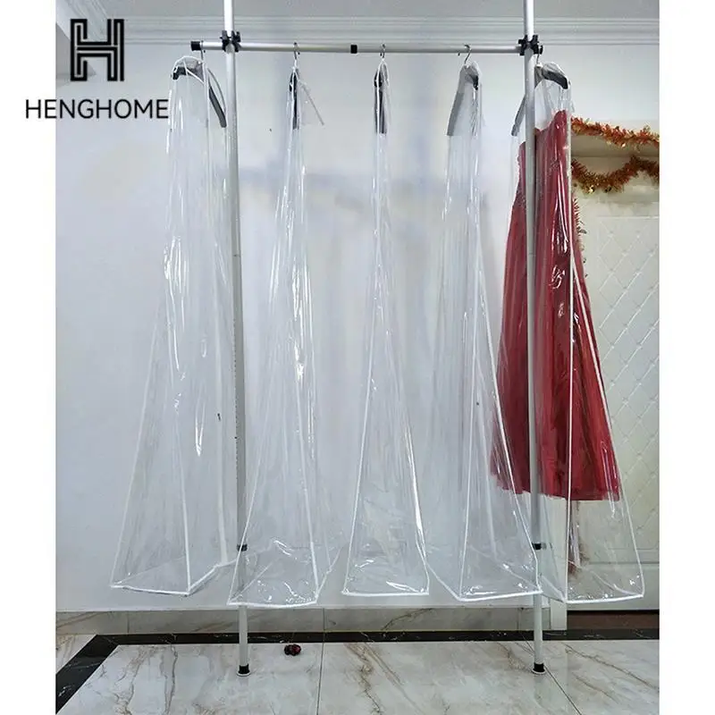 1pc Double Side Transparent Tulle/Voile Wedding Bridal Dress Dust Cover With Side-zipper For Home Wardrobe Gown Storage Bag Tool