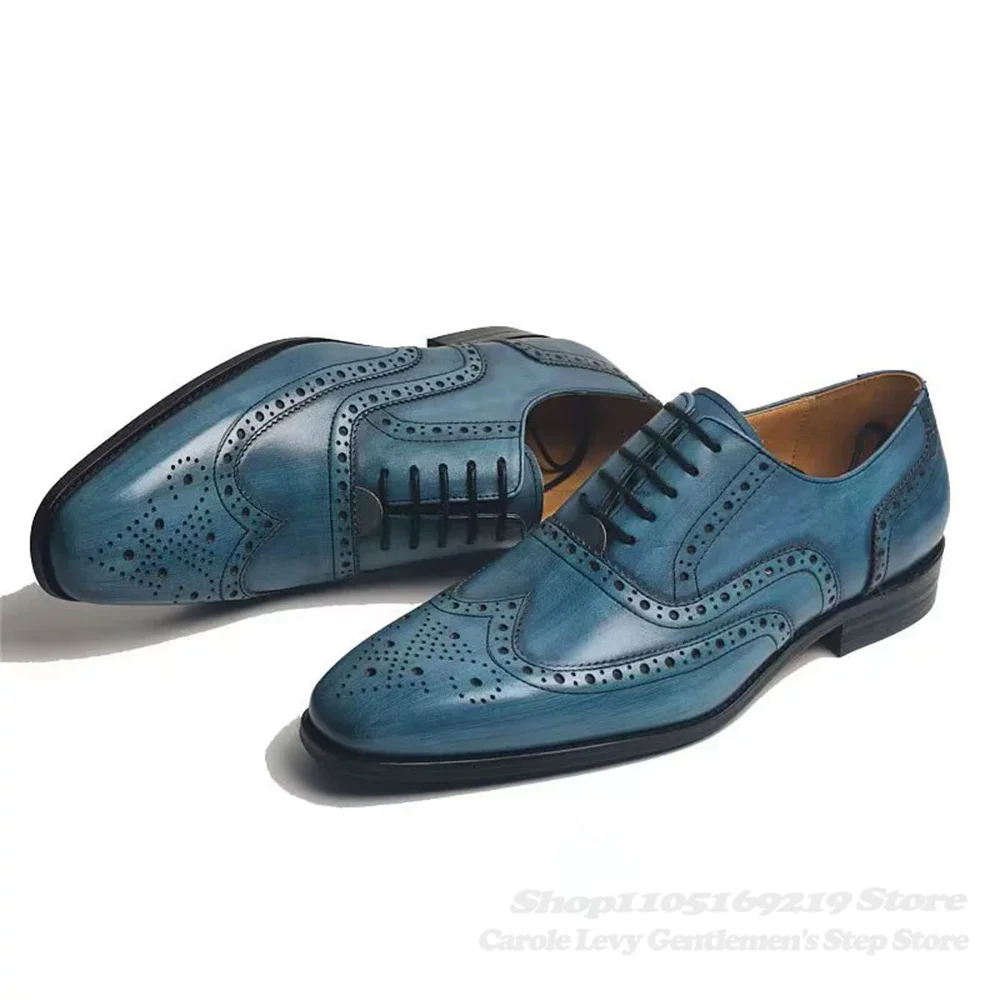 2025 أربعة مواسم الرجال مكتب عارضة أزياء الأعمال أكسفورد أحذية جلد طبيعي الدانتيل يصل تنفس أحذية من الجلد الرسمي
