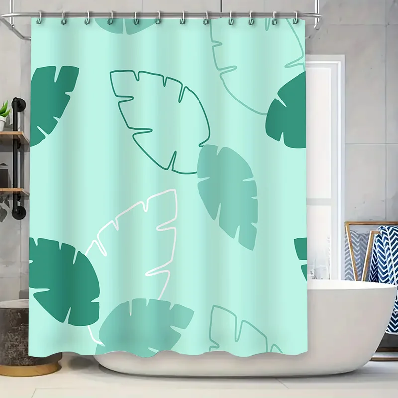 

Минималистичная занавеска для душа с зелеными листьями, современный декор для ванной комнаты, украшения мятно-оливкового цвета