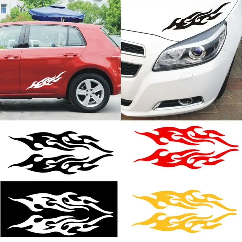 1 par de chamas de fogo para janela de carro, para-choque, motocicleta, laptop, adesivo, decoração