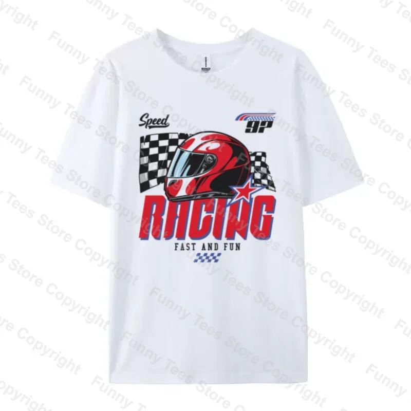 90s Retro Racing T-Shirts Oversized Harajuku Streetwear Graphic Tees Y2k Aesthetic Racing Car T Shirt Women Men Vintage Tops