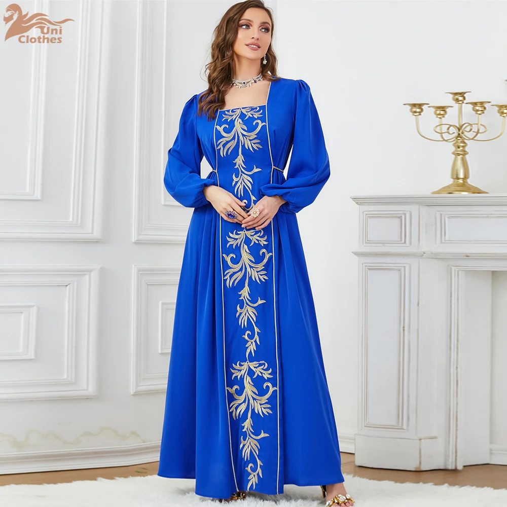 Morocco Abayas Arab Embroidery Long Robe Women Party Eid Muslim Dresses Jalabiya Ramadan Dubai Kaftan Islam Lace Up Vestidos