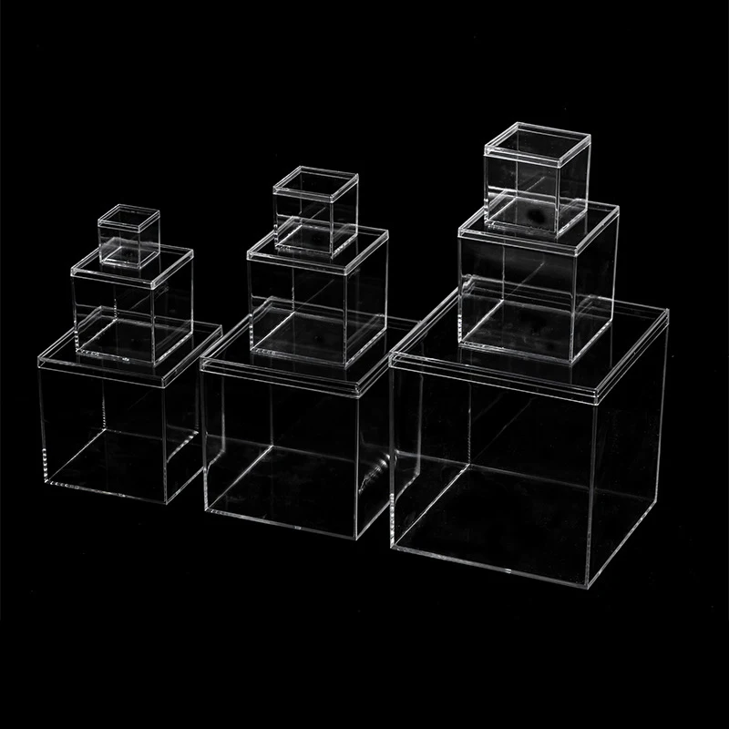 Transparent Acrylic Boxes With Cover Candy Storage Container Gift Packing Box Figure Toy Display Shelf Dustproof Storage Box