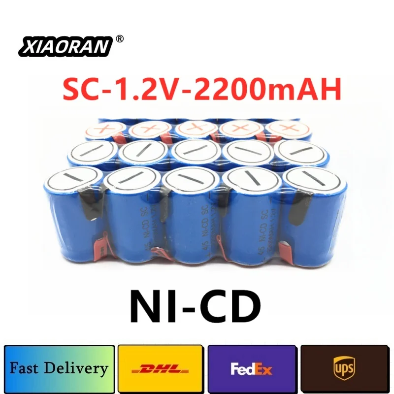 20PCS New 4/5SC Cell 1.2V SC NI-CD 2200mAh Rechargeable Batteries With Welding Tabs For DIY Garden Tool Replacement Battery Pack