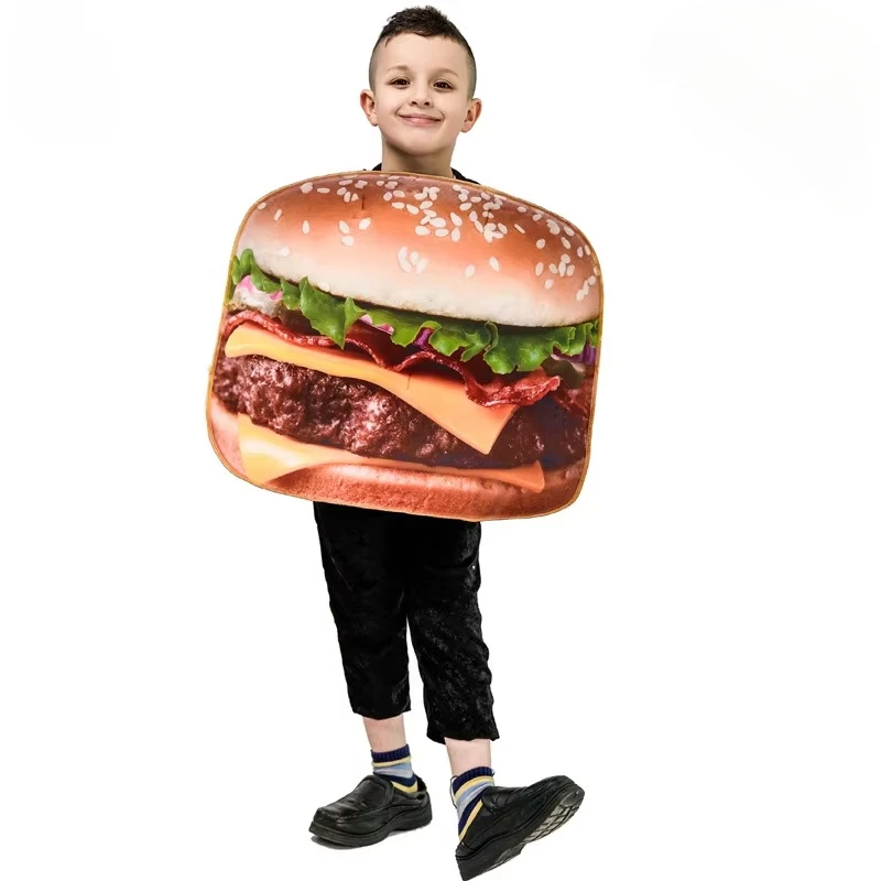 

Boys Cosplay Costume for Kids Funny Hamburger Clothes Stage Performence Outfit Children Full Set for Carnival Party